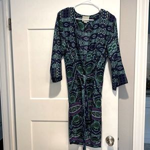 Maeve 3/4 sleeve midi shirt dress with tie